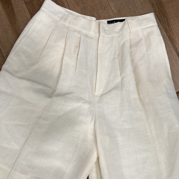 Linen blend neutral bermuda shorts, vintage, high waisted,size 16 - Picture 2 of 9